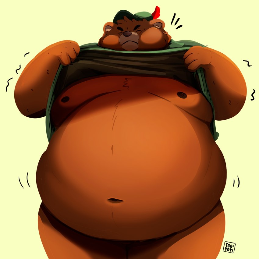 anthro armpit_hair belly belly_squish body_hair chubby_cheeks fupa male moobs nipples obese obese_male overweight overweight_anthro overweight_male slightly_chubby slightly_chubby_male solo squish t_cayoti disney robin_hood_(disney) little_john bear mammal 1:1 hi_res