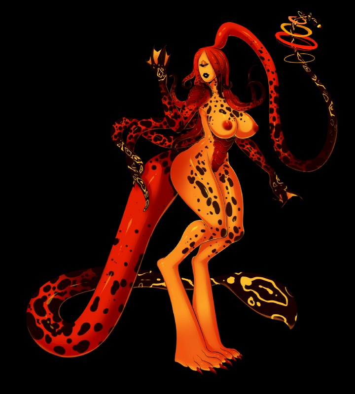 1_eye areola big_breasts black_body black_lips black_skin breasts claws feet female hair hindpaw lips nipples nude orange_body orange_skin paws red_body red_hair red_skin simple_background solo spots standing tentacles thick_thighs toe_claws transparent_background wide_hips rebeccacablah humanoid monster monstrous_humanoid tentacle_creature 2015 alpha_channel hi_res