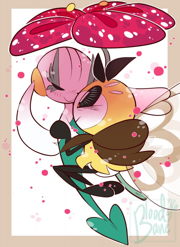 ambiguous_gender blush duo female feral flower hug plant pseudo_clothing thin_calves thin_legs thin_thighs bloodsbane nintendo pokemon arthropod floette generation_6_pokemon generation_7_pokemon insect pokemon_(species) red_flower_floette ribombee 2016 hi_res