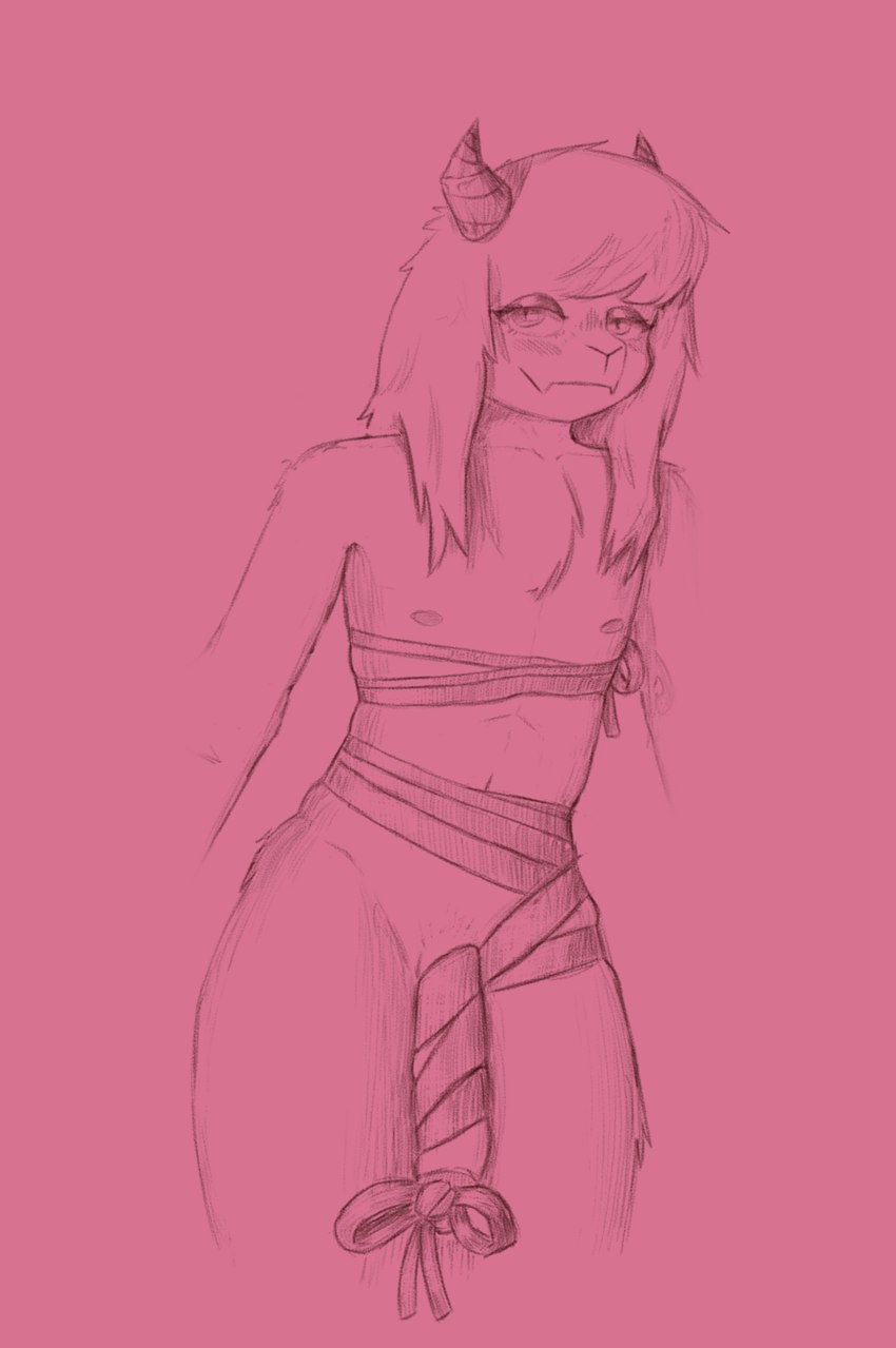 anthro bedroom_eyes clothed clothing femboy flaccid fluffy genitals horn long_penis male narrowed_eyes nipples partially_clothed penis seductive smile solo insate deltarune undertale_(series) ralsei bovid caprine goat mammal hi_res