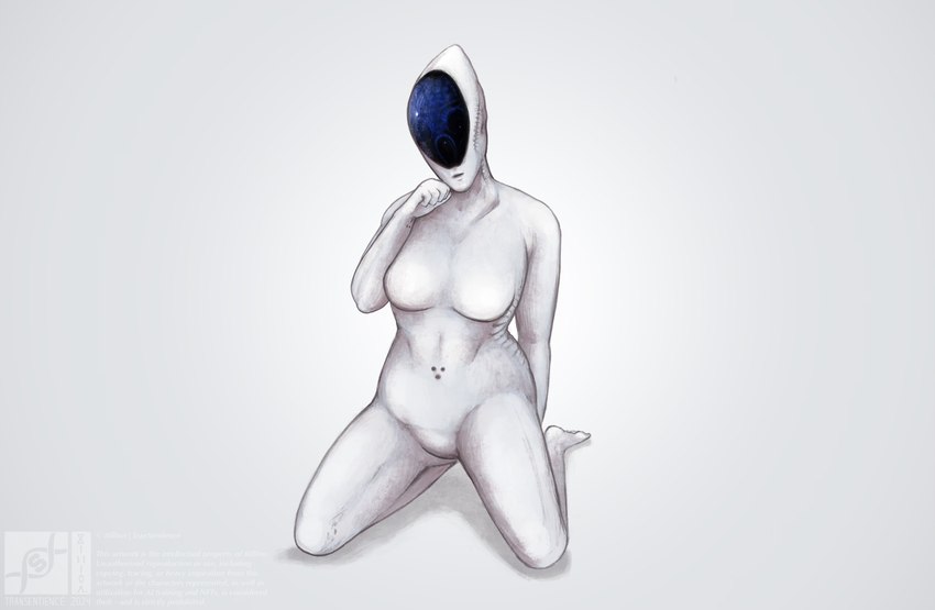 breasts eyeless female kneeling not_furry nude science_fiction simple_background solo 8i_ll_lon transentience architype_008_(transentience) alien alien_humanoid humanoid posthuman absurd_res digital_media_(artwork) hi_res