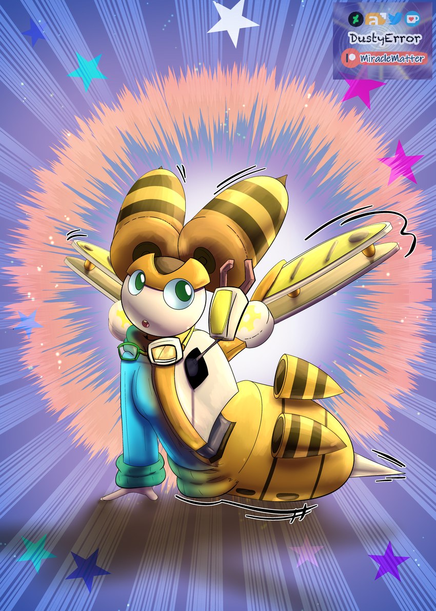 anthro eyewear female glasses goggles machine size_difference smaller_female solo stinger toy transformation wide_eyed wind-up_key wind-up_toy wings dustyerror yu-gi-oh! sweater_nerd_(character) wind-up_honeybee arthropod bee hymenopteran insect robot absurd_res hi_res