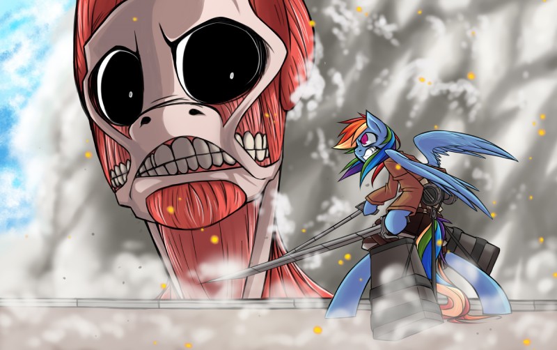 colossal titan and rainbow dash (friendship is magic and etc) created by sketched-up