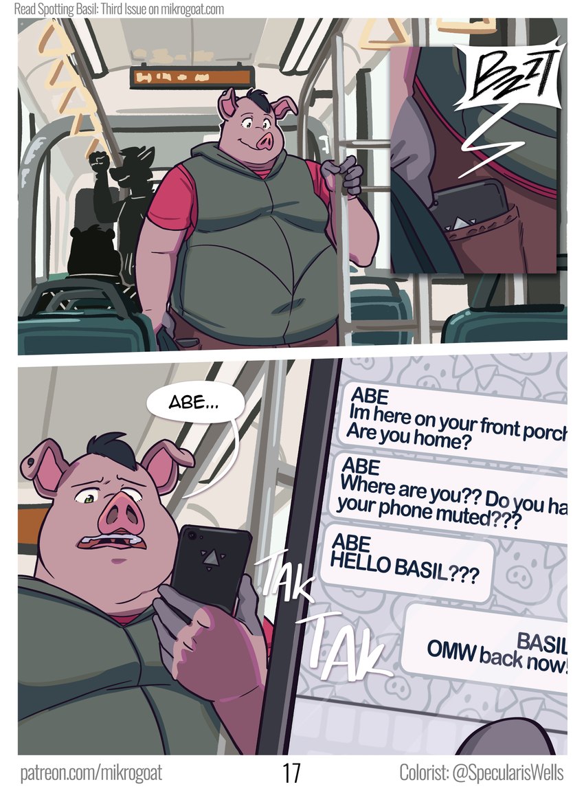 angry anthro dialogue electronics greeting inside_train male overweight overweight_anthro overweight_male phone solo text text_message mikrogoat abe_(mikrogoat) basil_(mikrogoat) domestic_pig mammal suid suine sus_(pig) comic english_text hi_res url