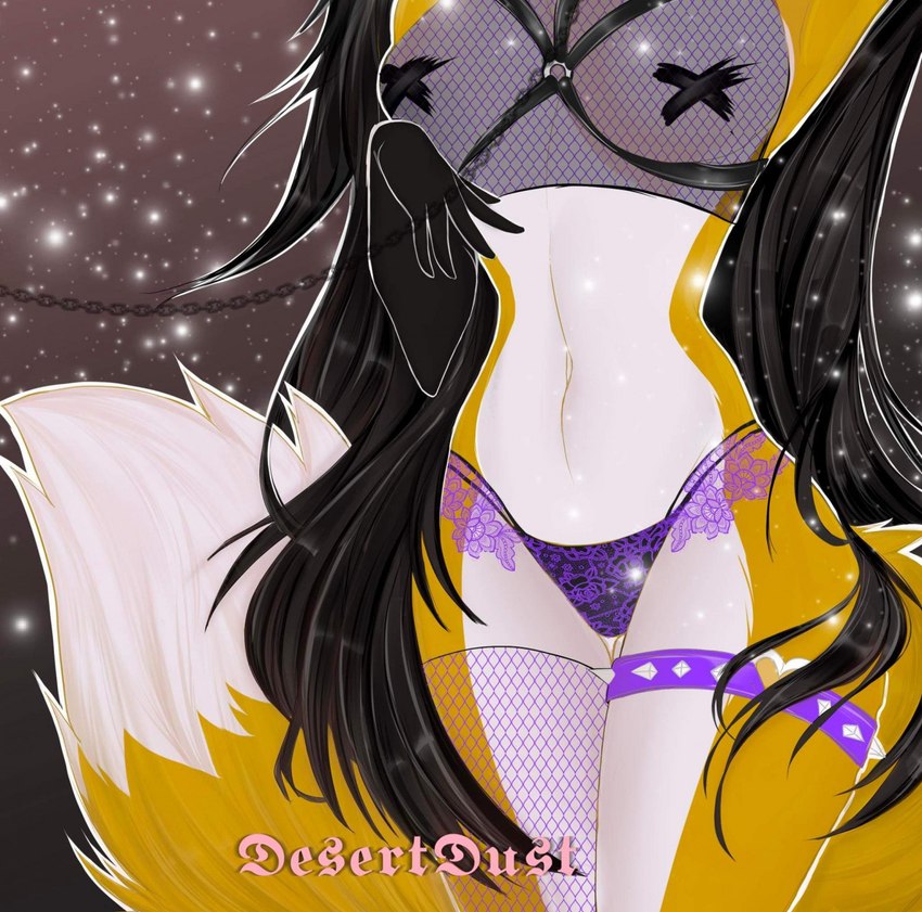 anthro breasts clothing desert dust female fur hair panties simple_background solo tail underwear white_body yellow_body yellow_fur rocksy canid canine fox mammal hi_res