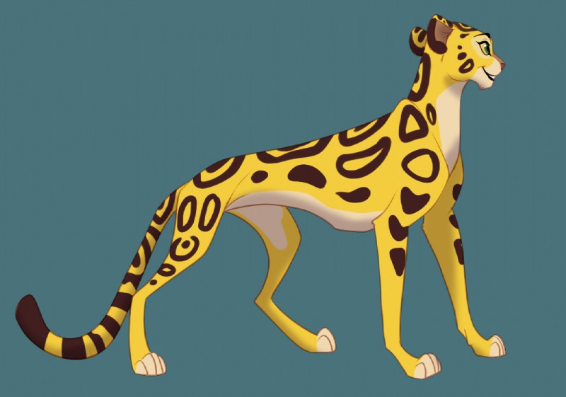 aged_up female feral green_eyes looking_away simple_background smile solo spots yellow_sclera tiziri disney the_lion_guard the_lion_king fuli cheetah felid feline mammal