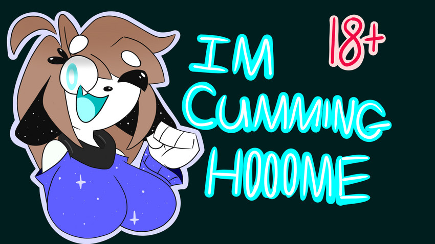 anthro breasts clothed clothing female hair one_eye_closed open_mouth simple_background text cummycummycummies youtube annie_(stariaat) stariaat_(youtuber) canid canine canis domestic_dog mammal 16:9 english_text widescreen