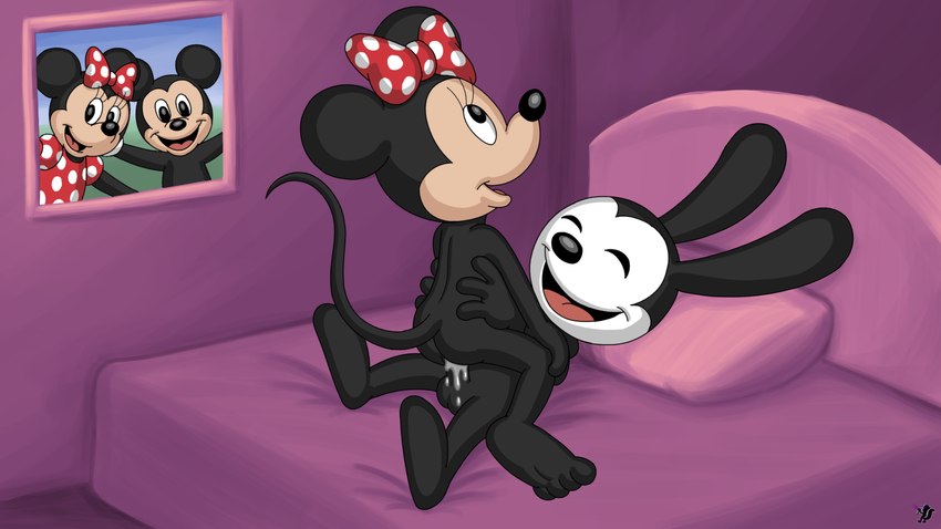 mickey mouse, minnie mouse, and oswald the lucky rabbit (disney) created by omatic