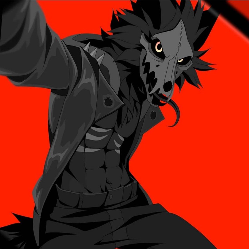 abs black_body black_fur camera clothing fur holding_camera holding_object male red_background selfie shirtless simple_background solo tongue tongue_out wingedwolf94 cadaver_(skulldog) skulldog_(species) 1:1 2021 hi_res