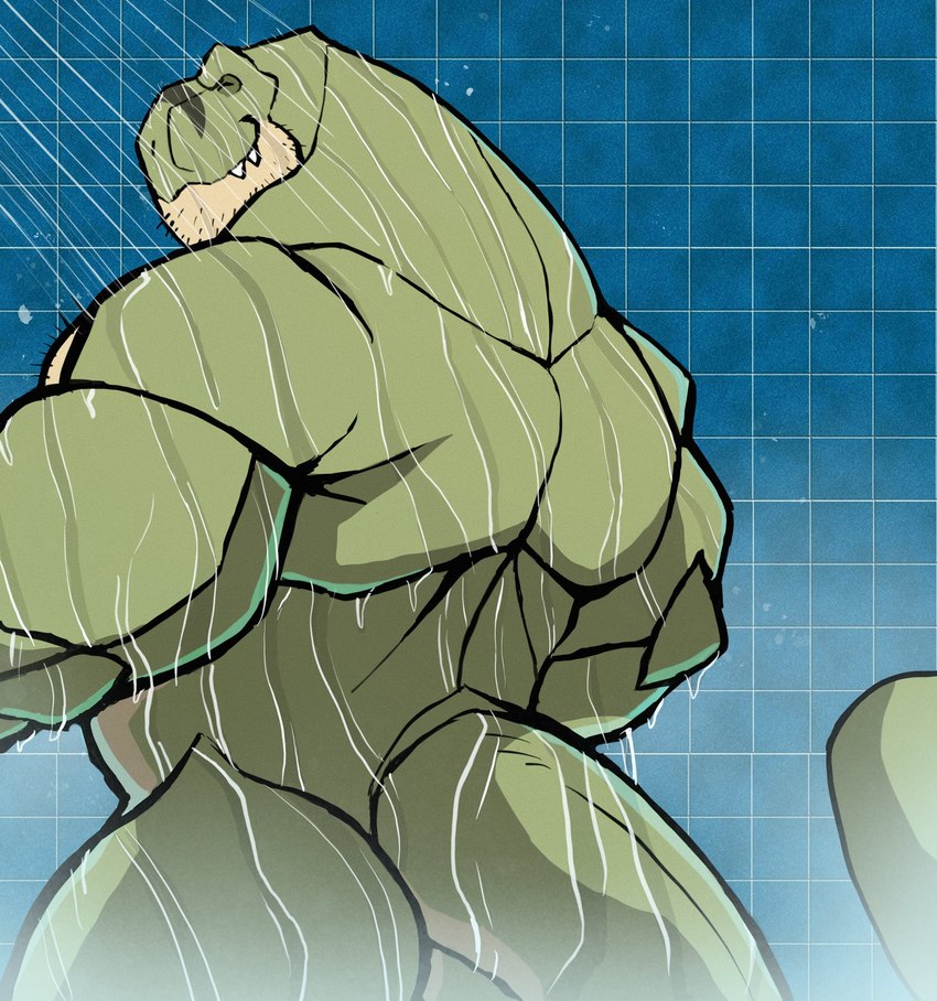 anthro biceps big_biceps big_deltoids big_muscles butt countershade_body countershade_face countershade_neck countershade_scales countershade_torso countershading deltoids facial_hair green_arms green_body green_face green_fingers green_hands green_head green_legs green_neck green_scales huge_deltoids huge_muscles hyper hyper_biceps hyper_deltoids hyper_muscles hyper_triceps light_arms light_body light_chest light_eyes light_face light_fingers light_hands light_head light_legs light_neck male male_anthro manly mature_anthro mature_male monotone_arms monotone_chest multicolored_body multicolored_scales muscular muscular_anthro muscular_arms muscular_male neck_muscles nude scales shower small_eyes solo steam tan_body tan_chest tan_countershading tan_face tan_head tan_neck tan_scales trapezius triceps two_tone_body two_tone_face two_tone_head two_tone_neck two_tone_scales wet yellow_eyes darknaigart jace_(darknaig) dinosaur prehistoric_species reptile scalie theropod tyrannosaurid tyrannosauroid tyrannosaurus tyrannosaurus_rex absurd_res colored digital_drawing_(artwork) digital_media_(artwork) hi_res