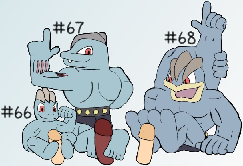 2_toes 5_fingers 5_toes ambiguous_gender barefoot erection feet fingers foot_fetish foot_play footjob genitals group hashtag id_number male muscular number penile penis sex simple_background smile text toes trio_focus secretsableye nintendo pokemon generation_1_pokemon machamp machoke machop pokemon_(species) 2023 hi_res