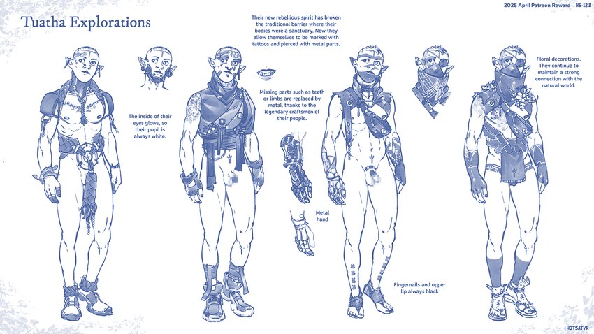 abs alternative_fashion balls biped celtic celtic_runes character_description character_redesign comparing description expressions eye_patch eyewear feet flaccid foreskin genitals gold_(metal) gold_tooth group hairless hairless_balls humanoid_feet humanoid_genitalia humanoid_penis humanoid_pointy_ears male male_humanoid markings penis plantigrade pointy_ears punk shaved shaved_balls silver_(metal) small_penis text tribal tuatha unretracted_foreskin urban hotsatyr celtic_mythology european_mythology fairy_tales greek_mythology mythology elf humanoid mammal english_text expression_sheet hi_res