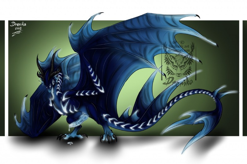 blue_penis bodily_fluids claws cum erection feral genital_fluids genitals male penis solo tail wings drerika european_mythology mythology quel'thinaru_(kalemendrax) dragon mythological_creature mythological_scalie scalie western_dragon wyvern 2018 digital_media_(artwork) watermark