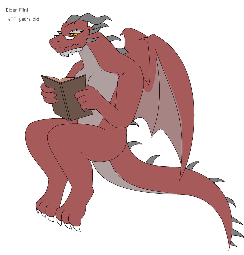 anthro book elderly elderly_male eyewear glasses male nude solo stated_age wings pencil_bolt capcom monster_hunter mythology elder_flint_(pencil_bolt) flint_(pencil_bolt) dragon elder_dragon mythological_creature mythological_scalie scalie absurd_res hi_res