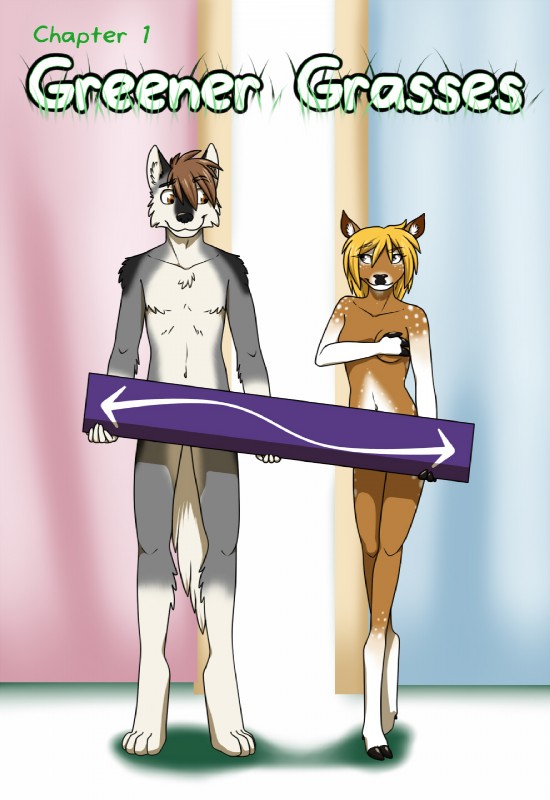 anthro breasts covering covering_breasts duo female hand_on_breast male nude text houkuko kryn rix canid canine canis deer mammal wolf 2013 comic cover cover_art cover_page english_text hi_res