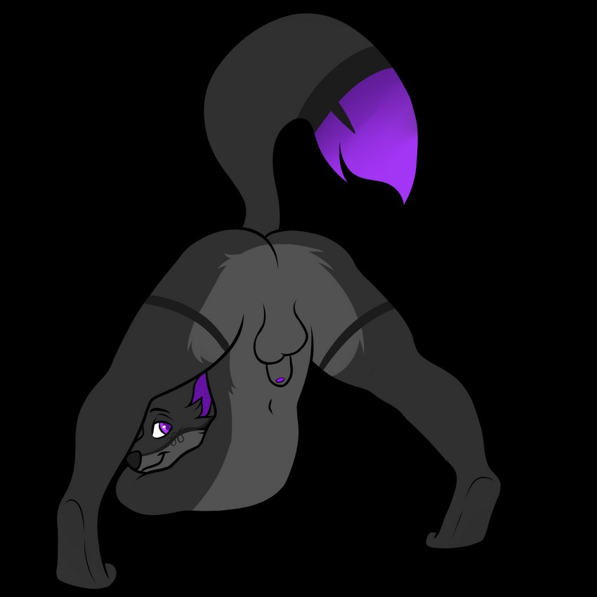 anthro ass_up backsack balls blep butt fur_dye genitals glowing glowing_eyes glowing_genitalia glowing_tail jack-o'_pose male pose solo tail tongue tongue_out psychoyamada slinx_(character) canid canine fox mammal 1:1 alpha_channel hi_res meme