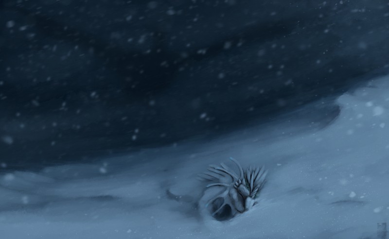 eyes_closed feathers feral night outside particles snow snowing solo keltaan mythology kelta'an_(character) daiman_night_dragon_(keltaan) dragon feathered_dragon feathered_scalie mythological_creature mythological_scalie scalie 2019 black_and_blue digital_media_(artwork) hi_res monochrome male_(lore)