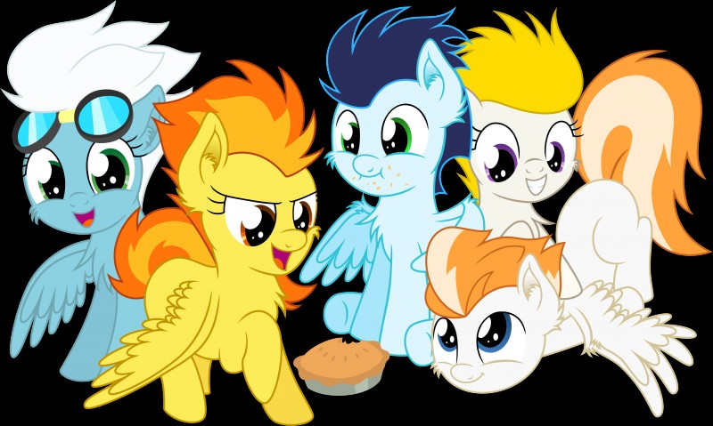 aged_down crumbs dessert eating feathered_wings feathers female feral food group male pastry pie simple_background transparent_background wings young young_female young_feral young_male mactavish1996 friendship_is_magic hasbro my_little_pony mythology fire_streak_(mlp) fleetfoot_(mlp) soarin_(mlp) spitfire_(mlp) surprise_(g4) wonderbolts_(mlp) equid equine mammal mythological_creature mythological_equine pegasus 2013 absurd_res alpha_channel hi_res