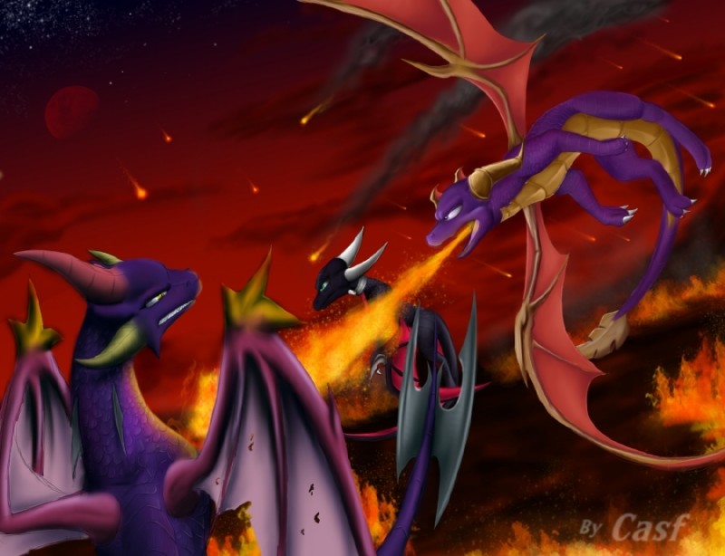 cynder, malefor, and spyro (european mythology and etc) created by cynder-and-spyro-fan and minerea