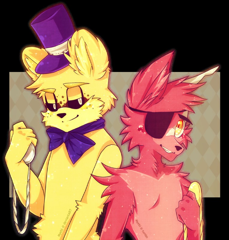 foxy and golden freddy (five nights at freddy's and etc) created by myebi