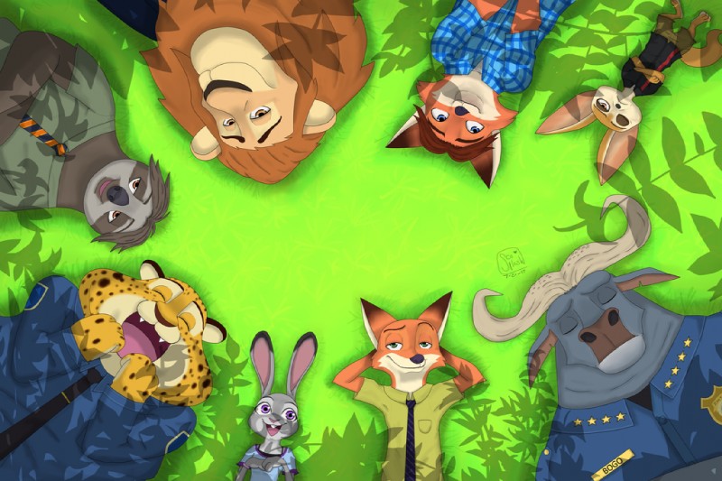 3_toes amber_eyes anthro badge bird's-eye_view black_nose blue_eyes brown_body brown_fur brown_hair brown_nose clothed clothing crossed_arms dipstick_ears ear_markings eyebrows eyes_closed feet female frown fur grass green_eyes grey_body grey_fur group hair half-closed_eyes hands_behind_head high-angle_view horn looking_aside looking_at_viewer lying male mane markings multicolored_ears narrowed_eyes necktie notched_ear on_back one_eye_closed open_mouth open_smile orange_body orange_fur pink_nose plant police police_uniform purple_eyes raised_inner_eyebrows size_difference smile smirk smug spots spotted_body spotted_fur squee tan_body tan_fur toes uniform unimpressed yellow_body yellow_fur scosplash disney zootopia benjamin_clawhauser chief_bogo finnick_(zootopia) flash_slothmore gideon_grey judy_hopps leodore_lionheart nick_wilde bovid bovine canid canine cape_buffalo cheetah felid feline fennec_fox fox lagomorph leporid lion mammal pantherine pilosan rabbit red_fox sloth three-toed_sloth true_fox xenarthran 2017 digital_drawing_(artwork) digital_media_(artwork) signature