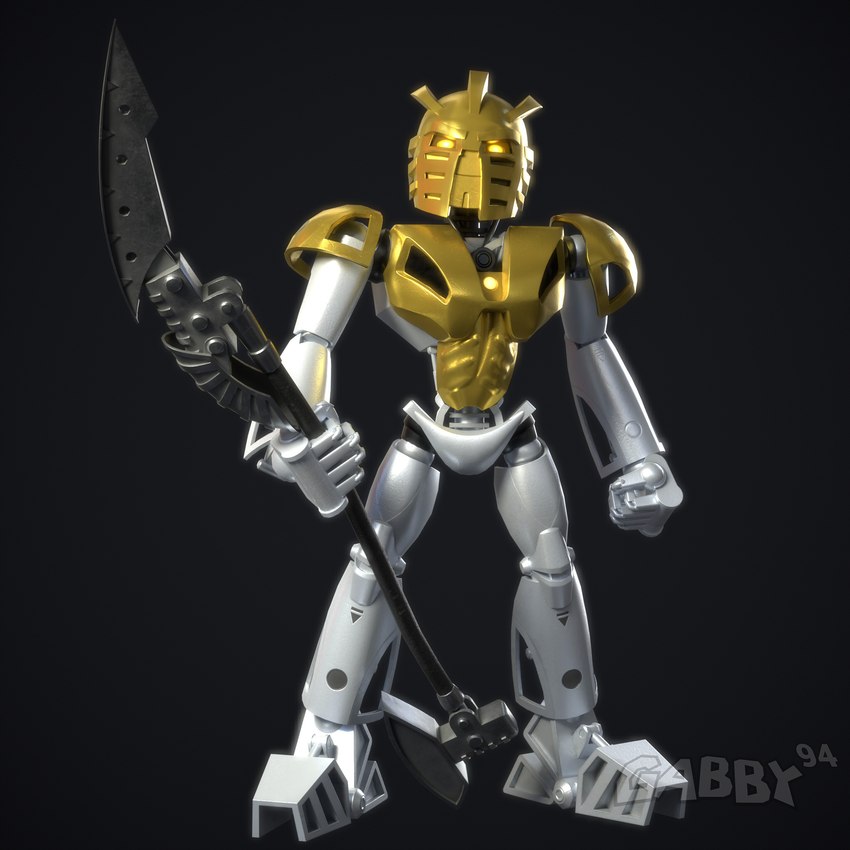 armor glowing glowing_eyes gold_body gradient_background looking_at_viewer machine male mask not_furry simple_background solo staff white_body yellow_eyes gabby94 bionicle lego takanuva biomechanical humanoid robot robot_humanoid toa 1:1 3d_(artwork) better_version_at_paywall blender_(artwork) digital_media_(artwork) hi_res