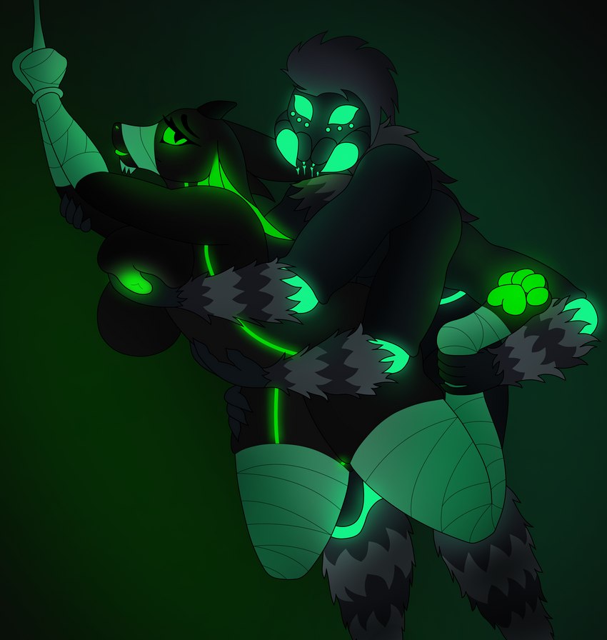 ankle_grab anthro arthropod_webbing big_breasts bite bound breast_grab breasts clothing duo ear_bite female fur glowing glowing_eyes glowing_lips glowing_markings glowing_nipples grope hair hand_on_breast horn leg_grab legwear lips male male/female markings nipples pawpads questionable_consent silk silk_clothing squish thigh_highs thigh_squish venom web_bondage zaks mythology torrent_amador zaks_(character) arachnid araneomorph arthropod dragon jumping_spider luceiry mythological_creature mythological_scalie scalie spider absurd_res hi_res