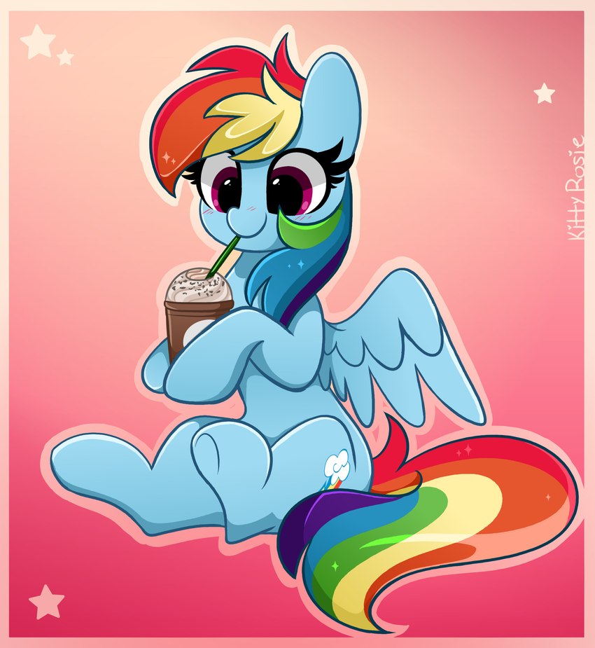 beverage blue_body blue_feathers blue_wings cutie_mark drinking drinking_straw feathered_wings feathers female feral hair holding_object hooves multicolored_hair purple_eyes quadruped rainbow_hair sitting solo wings kittyrosie friendship_is_magic hasbro my_little_pony mythology rainbow_dash_(mlp) equid equine horse mammal mythological_creature mythological_equine pegasus pony 2021 absurd_res hi_res