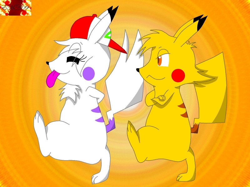 clothing duo female fur hat headgear headwear male tail yellow_body yellow_fur marquis2007 nintendo pokemon ashchu kirei_the_pikachu generation_1_pokemon mammal pikachu pokemon_(species) rodent 2009 4:3 hi_res