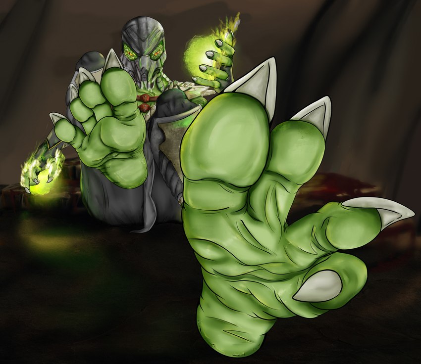 anthro claws feet foot_fetish foot_focus male paws pose soles solo teasing teasing_viewer teasing_with_feet wrinkled_feet wrinkles robinthefox mortal_kombat reptile_(mortal_kombat) lizard lizardman reptile scalie hi_res