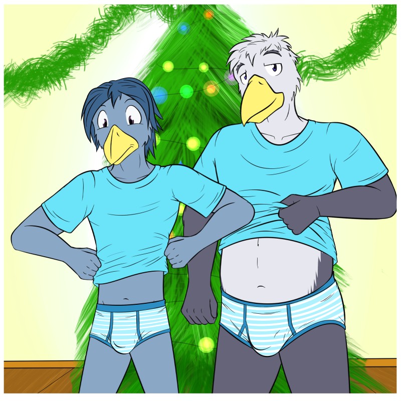 anthro beak blue_clothing blue_eyes blue_shirt blue_topwear blue_underwear border briefs building bulge christmas_tree clothing duo holidays inside male plant purple_eyes shirt stripes t-shirt topwear tree underwear white_border fuze christmas texnatsu james_oliver josh_oliver avian bird bluebird mammal oscine passerine thrush_(bird) 1:1 hi_res story story_in_description father_(lore) father_and_child_(lore) father_and_son_(lore) parent_(lore) parent_and_child_(lore) parent_and_son_(lore) son_(lore)