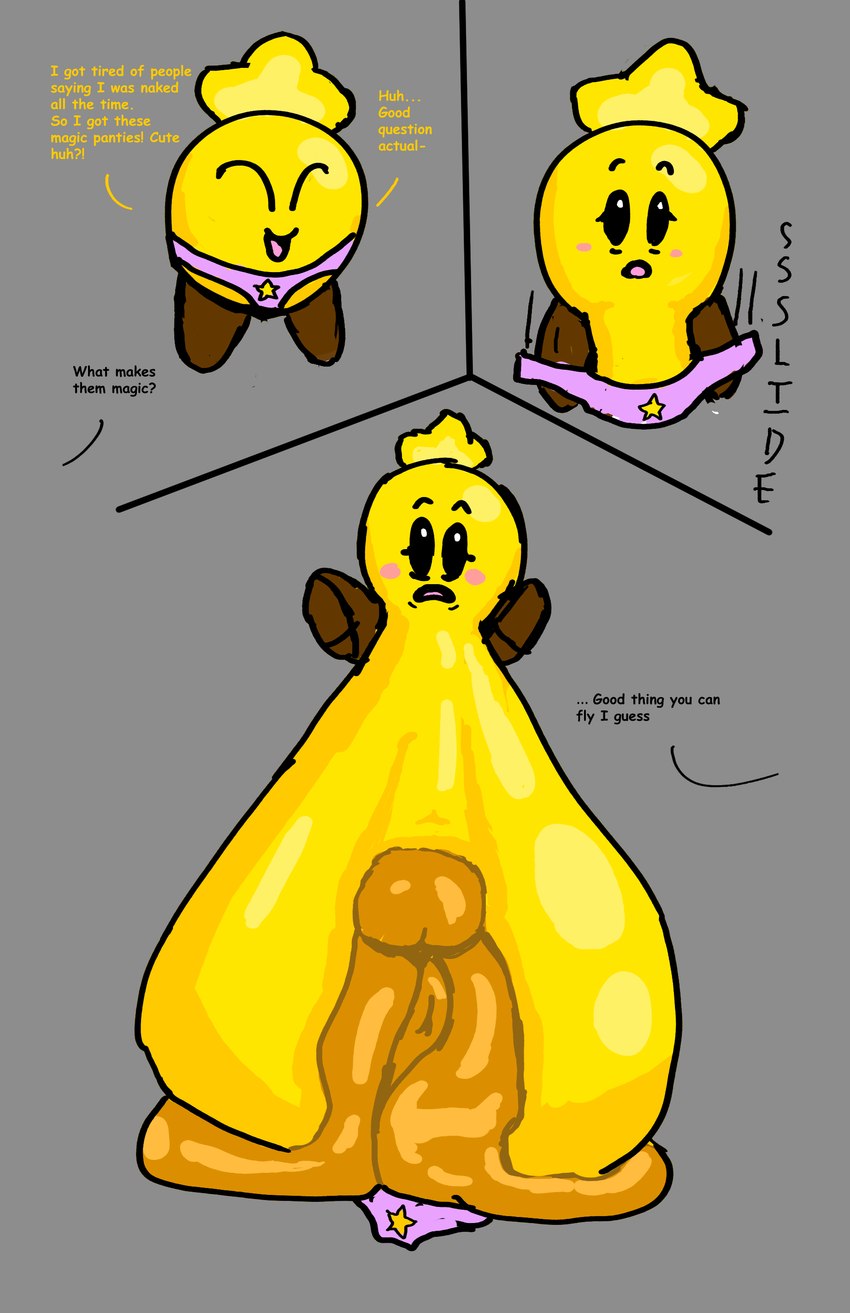 big_clitoris big_pussy clitoris clothing dialogue female floating_head_creature genitals huge_clitoris hyper hyper_clitoris hyper_genitalia hyper_growth hyper_pussy not_furry panties pussy shocked solo text underwear what yellow_body dustbunny404 mario_and_luigi_(series) mario_bros nintendo starlow sphere_creature star_sprite waddling_head absurd_res english_text hi_res