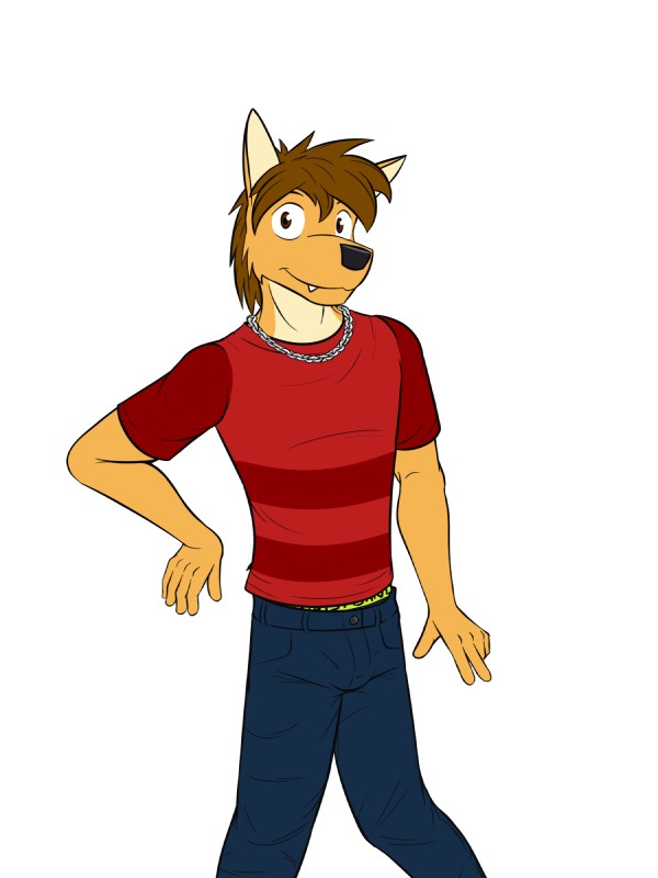 anthro chain clothing dancing fangs hair jewelry male necklace pose simple_background solo teeth underwear white_background fuze texnatsu mond_reyes canid canine canis coyote domestic_dog mammal 3:4 hi_res