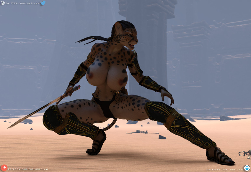 action_pose amazonian anthro arena armor artificial_lifeform athletic athletic_anthro athletic_female big_breasts bioroid bottomwear braided_hair breasts clothed clothing curvy_figure dungeon female fighting_pose footwear hair holding_melee_weapon holding_object holding_sword holding_weapon hourglass_figure huge_breasts loincloth melee_weapon muscular muscular_anthro muscular_female nipples panties partially_clothed pose sand sandals shoes slim small_waist solo super_soldier sword text topless topless_female unconvincing_armor underwear weapon loneclaw conan_exiles conan_the_barbarian_(franchise) ennex_wandi_(loneclaw) cheetah felid feline mammal 3d_(artwork) daz_studio_(artwork) digital_media_(artwork) url