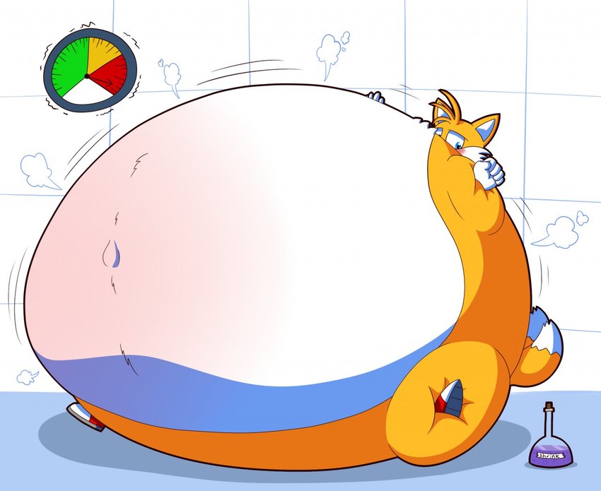 2_tails air_inflation anthro antidote belly belly_blush belly_expansion big_belly blue_eyes blush body_blush body_inflation clothing dipstick_tail expansion footwear gloves hair handwear huge_belly hyper hyper_belly hyper_inflation immobile implied_popping inflation inflation_fetish inside male markings motion_lines multi_tail navel orange_body orange_ears orange_hair orange_tail outie_navel potion red_clothing red_footwear red_shoes shoes solo spherical_inflation swelling tail tail_markings white_belly white_clothing white_gloves white_handwear white_inner_ear white_tail_tip hedgehogstew sega sonic_the_hedgehog_(series) miles_prower canid canine fox mammal 2019 cel_shading colored digital_media_(artwork) shaded