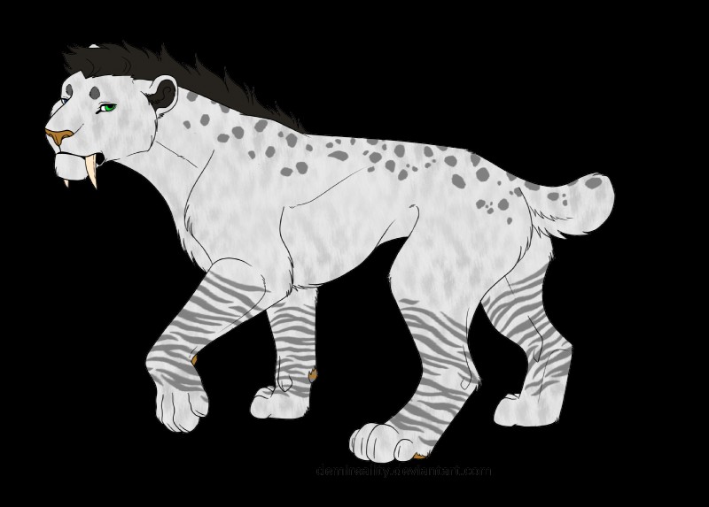 blue_eyes fangs female feral fur green_eyes grey_body grey_fur heterochromia sabertooth_(anatomy) simple_background solo stripes teeth text transparent_background demireality firestorm3 fire_storm felid mammal prehistoric_species saber-toothed_tiger 2015 alpha_channel hi_res url