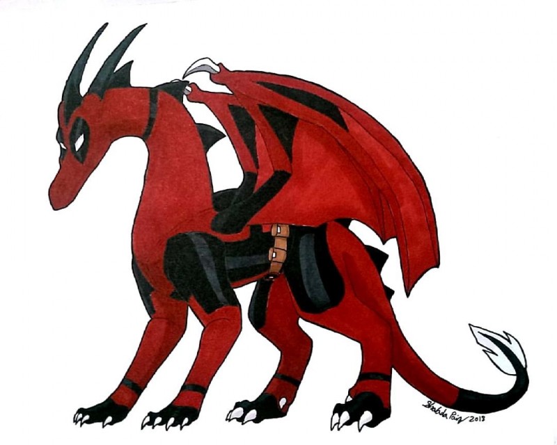 claws feral looking_at_viewer male solo tail wings dragonlover814 marvel mythology deadpool dragon mythological_creature mythological_scalie scalie 5:4