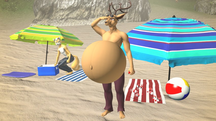 anthro ball beach beach_ball belly belly_inflation beverage big_belly bloated carbonated duo huge_belly inflatable inflation inflation_fetish liquid_inflation male seaside soda soda_inflation umbrella fernkarrythewolf beastars coca-cola nintendo star_fox fox_mccloud louis_(beastars) warfare_fox cervine deer mammal red_deer 16:9 2022 3d_(artwork) digital_media_(artwork) source_filmmaker_(artwork) widescreen