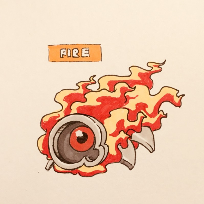 1_eye alternate_color alternate_species ambiguous_gender black_sclera fire looking_at_viewer not_furry nude quadruped red_eyes shadow side_view simple_background solo spikes standing text toony white_background marco_fanjul fakemon firefightdex nintendo pokemon beldum elemental_creature fire_creature generation_3_pokemon mineral_fauna pokemon_(species) 2018 english_text full-length_portrait hi_res marker_(artwork) mixed_media pen_(artwork) portrait traditional_media_(artwork)