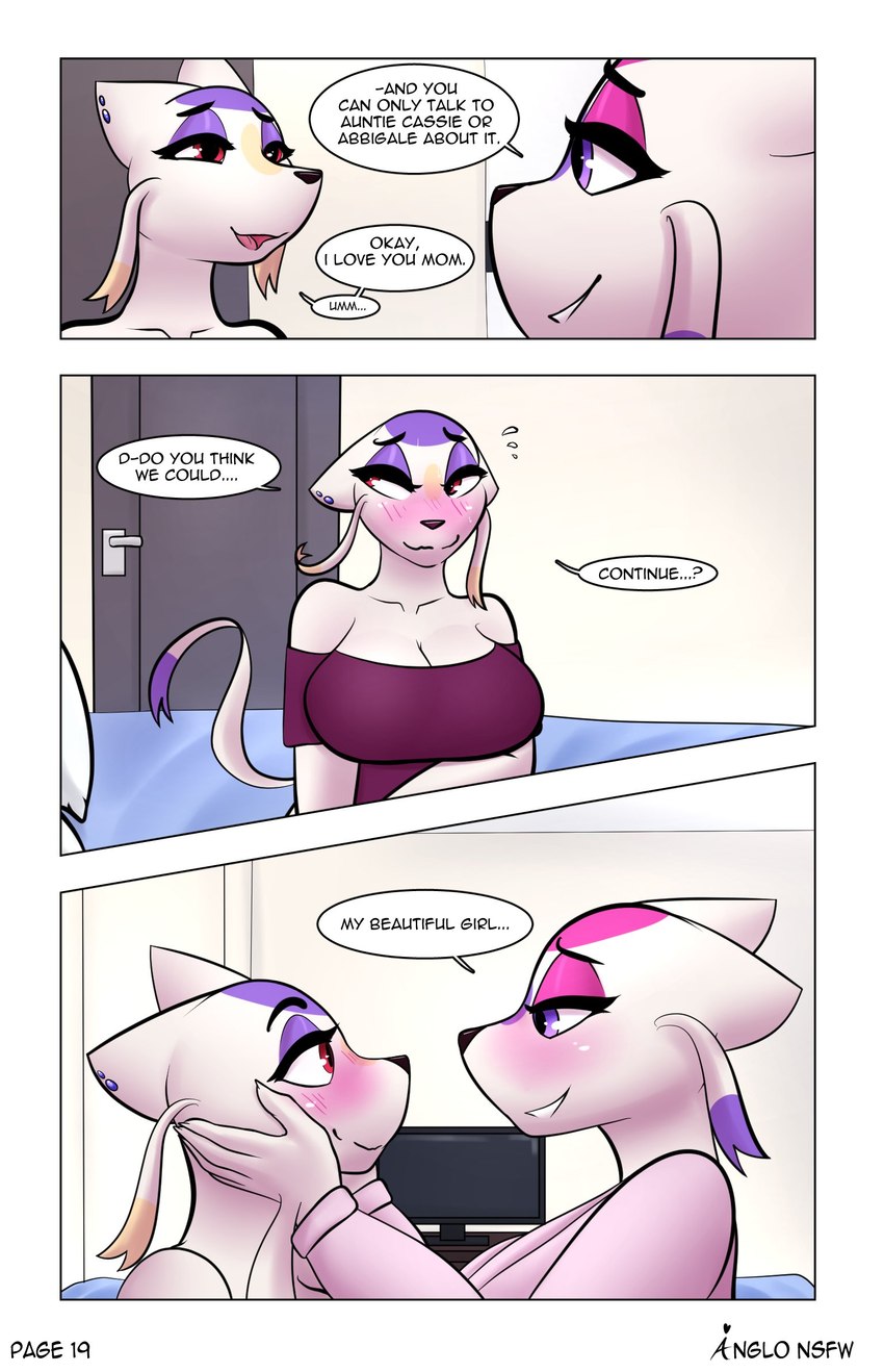 anthro anthro_on_anthro bathrobe bed big_breasts breasts clothing dialogue duo female female/female furniture robe text anglo miencest nintendo pokemon delia_(anglo) sapphire_(anglo) generation_5_pokemon mienshao pokemon_(species) shiny_pokemon comic english_text hi_res daughter_(lore) incest_(lore) mother_(lore) mother_and_child_(lore) mother_and_daughter_(lore) parent_(lore) parent_and_child_(lore) parent_and_daughter_(lore)