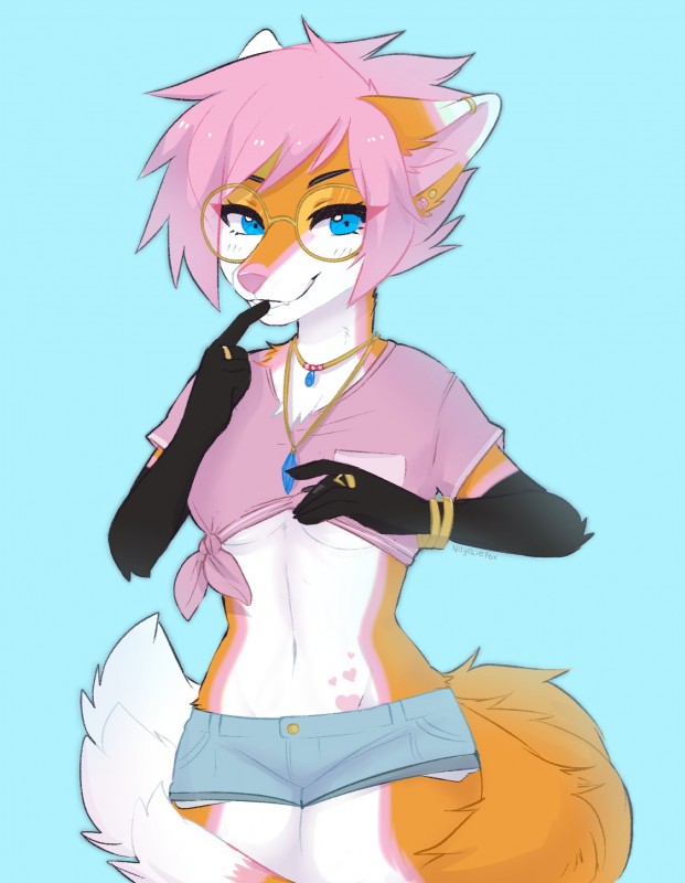 5_fingers anthro clothed clothing eyebrows eyelashes eyewear female fingers fur glasses midriff navel orange_body orange_fur smile solo standing nayel-ie canid canine fox mammal 2020 absurd_res digital_media_(artwork) hi_res