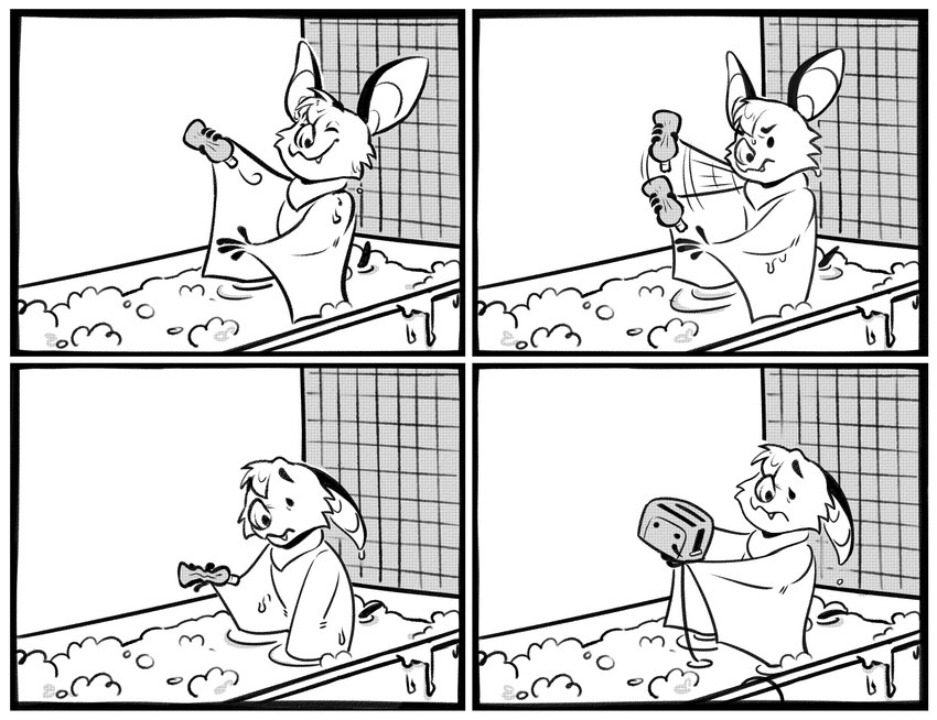 anthro appliance attempted_suicide bath bathing bathtub border bubble_bath comic_panel cord defeated frustrated humor implied_suicide joke kitchen_appliance male sad shampoo shampoo_bottle smile solo suicide_attempt toaster toaster_bath white_border kristalkarma danglebat guess_i'll_die dan_(danglebat) bat mammal absurd_res comic hi_res meme monochrome