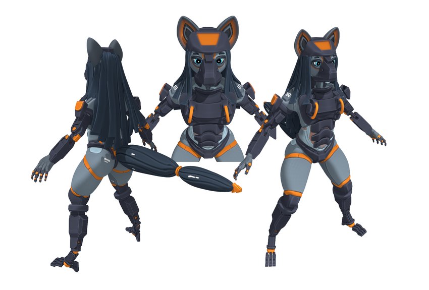 anthro armor cybernetics female machine mu-001a science_fiction solo wide_hips tolseer android canid canine humanoid mammal robot robot_anthro 3d_(artwork) digital_media_(artwork) hi_res