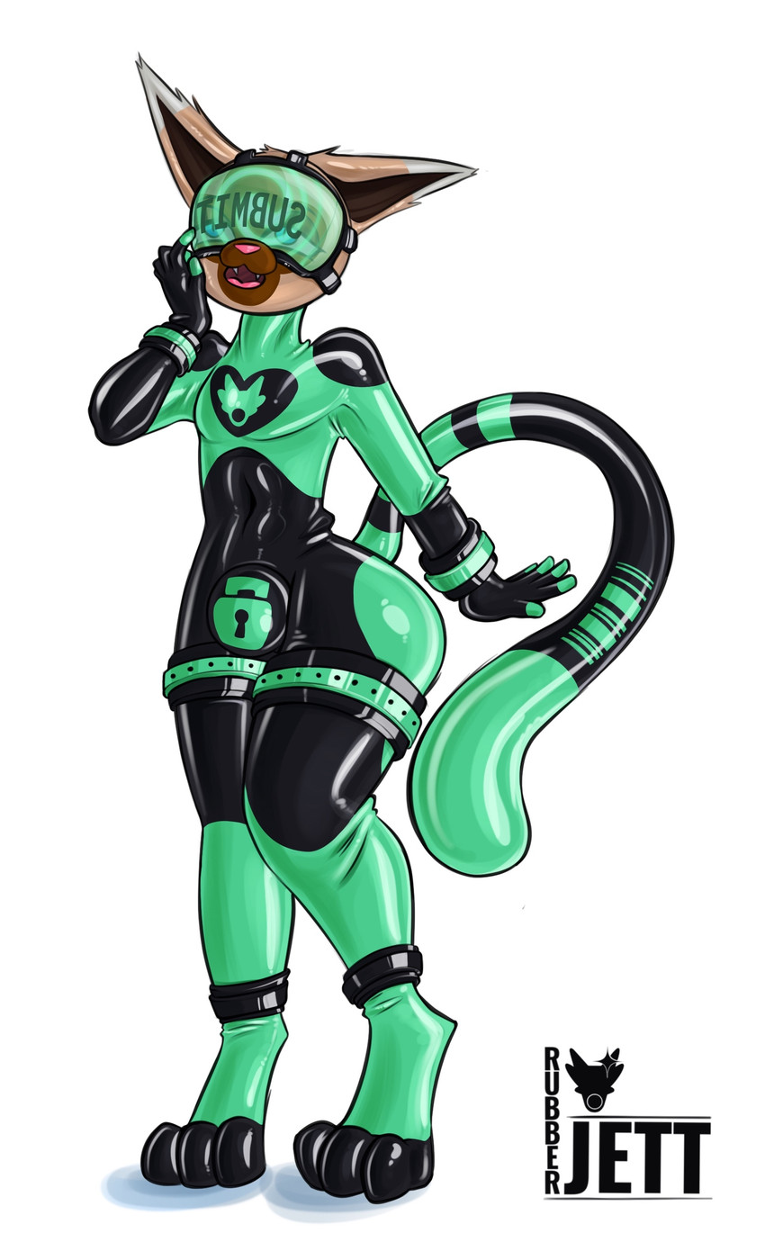 bdsm bodysuit bondage bound clothing doll drone femboy harness hypnosis hypnosis_fetish latex lock locked mind_control null null_bulge nullification skinsuit tight_clothing toy visor rubberjett rubbersolutions felid feline mammal absurd_res hi_res