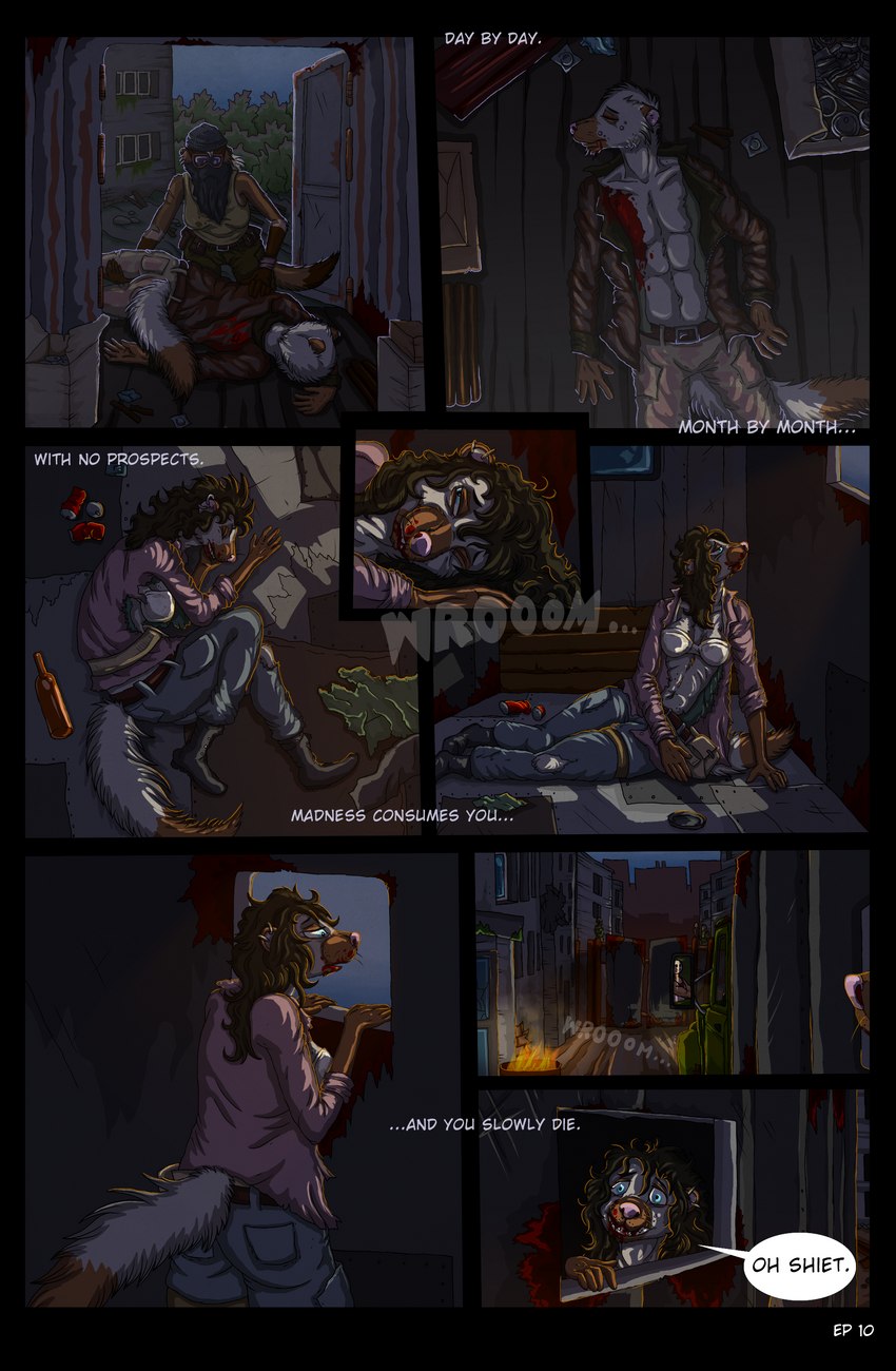 angry anthro apocalypse blood bodily_fluids captured comic_book criminal female gang gore guerilla gun hostile male post-apocalyptic ranged_weapon sect shooting stalker text victim weapon wounded wasylthefox ivan_(wasylthefox) oksana_romachenko sanya_(wasylthefox) domestic_ferret hybrid mammal mustelid musteline otter true_musteline weasel absurd_res comic digital_drawing_(artwork) digital_media_(artwork) english_text hi_res