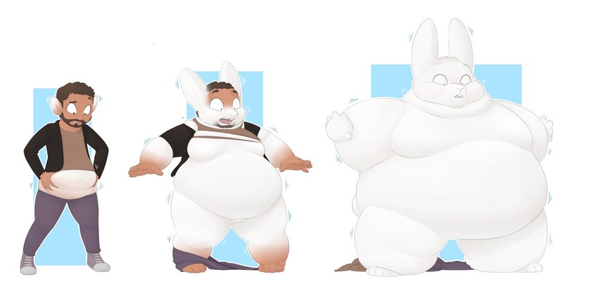 anthro base_one_layout basic_sequence beard belly belly_grab big_belly brown_hair buckteeth candy chubby_cheeks clothed clothed_to_nude clothing clothing_by_feet clothing_loss dessert facial_hair food food_transformation fully_clothed fully_clothed_to_nude geometric_background hair human_to_anthro inflation linear_sequence male marshmallow moobs motion_lines motion_outline nude obese obese_anthro obese_male one_row_layout open_mouth overweight overweight_anthro overweight_male simple_background slightly_chubby slightly_chubby_male solo species_transformation standing surprise teeth thick_thighs three_frame_image three_frame_sequence torn_clothing transformation transformation_sequence weight_gain fauvfox food_creature human lagomorph leporid living_candy mammal rabbit absurd_res hi_res sequence