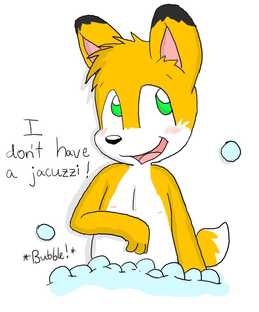 anthro bath black_tipped_ears blush blush_lines bubble fart fart_bubbles fur green_eyes male nipples nude simple_background solo text water white_background white_body white_fur yellow_body yellow_fur young young_anthro boskypoops bosky_(character) canid canine fox mammal english_text hi_res