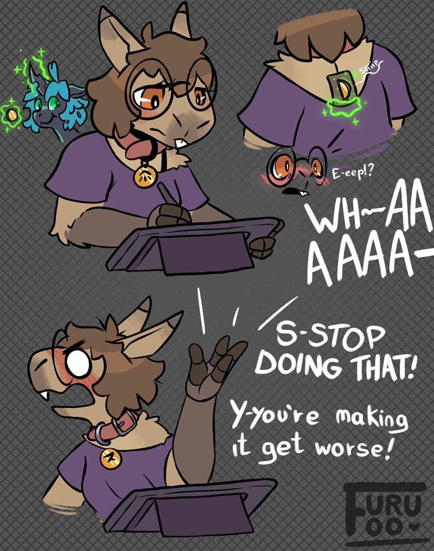 anthro blush buckteeth coin coin_slot collar drawing drawing_tablet eyewear female female/female glasses machine magic slightly_chubby slow_transformation slowburn teeth telekinesis transformation unusual_erogenous_zone furufoo friendship_is_magic hasbro my_little_pony changeling_anon_filly lizard_(furufoo) android arthropod capybara caviid changeling mammal robot rodent hi_res sequence trans_(lore) trans_woman_(lore)
