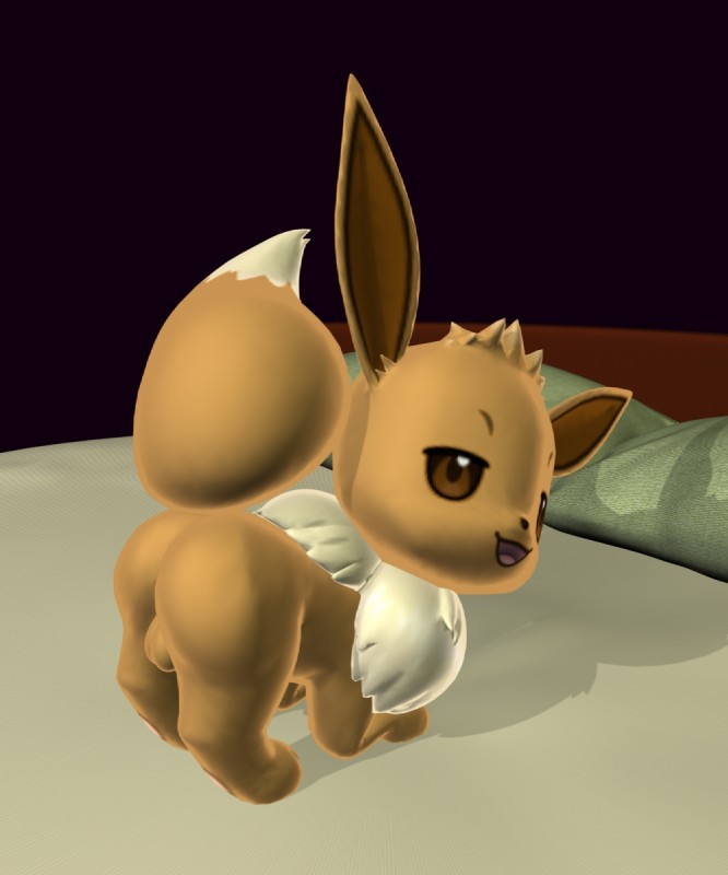 balls bed butt feral furniture genitals male solo davidkyatt nintendo pokemon eevee generation_1_pokemon pokemon_(species) 2016 3d_(artwork) 5:6 digital_media_(artwork) hi_res