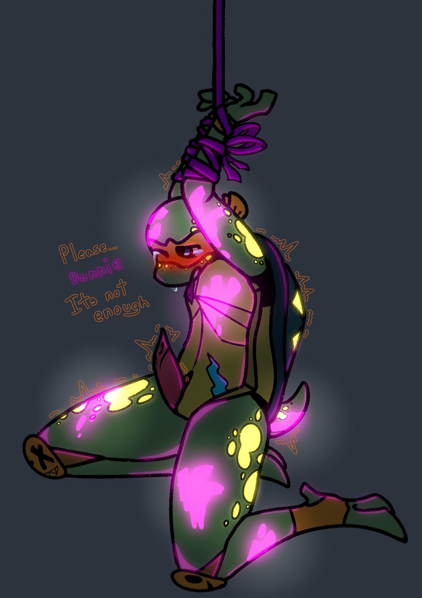 arms_tied bdsm begging bodily_fluids bondage bound colored_cum cum erection genital_fluids glowing glowing_cum hand_print kneeling male markings mutant_turtle neon purple_cum questionable_consent shaking shivering solo tears tears_of_desperation tears_of_pleasure unusual_bodily_fluids unusual_cum unusual_genital_fluids young willtrash rise_of_the_teenage_mutant_ninja_turtles teenage_mutant_ninja_turtles donatello_(tmnt) michelangelo_(tmnt) box_turtle ornate_box_turtle reptile scalie turtle hi_res incest_(lore)